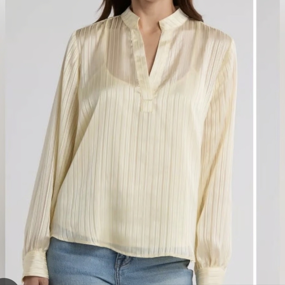 Frame Denim Ivory Pleated Blouse